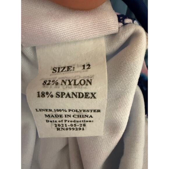 Kanu Surf Girls' Jasmine Beach Sport Halter One Piece Swimsuit, Camille Denim 12 - Picture 4 of 8